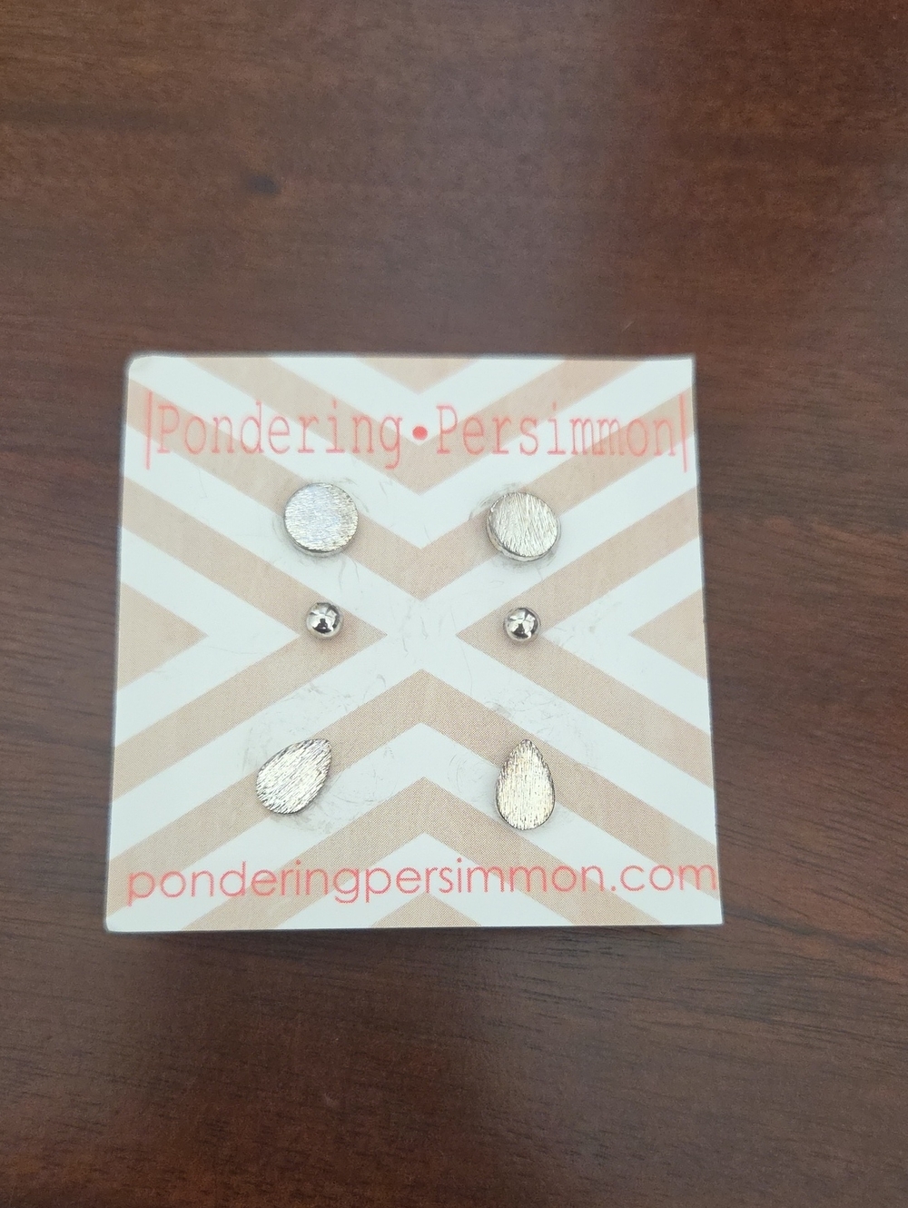 Pondering Persimmon Silver Stud Earring Trio - Brushed Silver